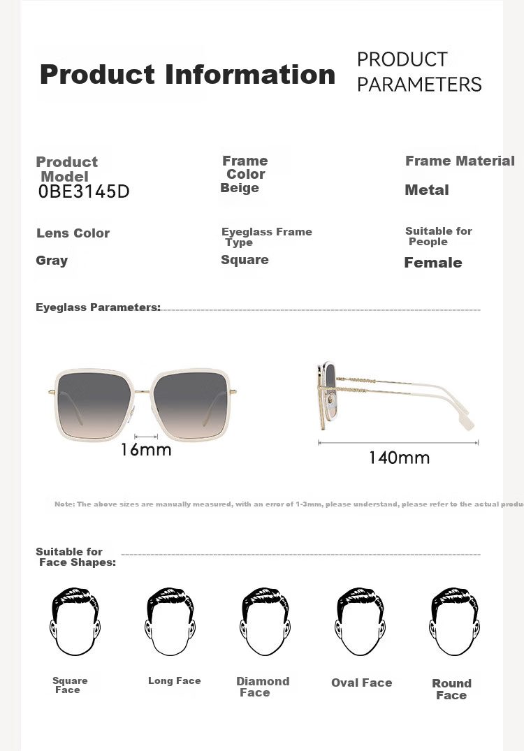 BURBERRY Sunglasses for Men And Women, Driving Sunglasses, Square Frame Glasses, Gift-Giving Authentic Product 0BE3145D1109G958 6