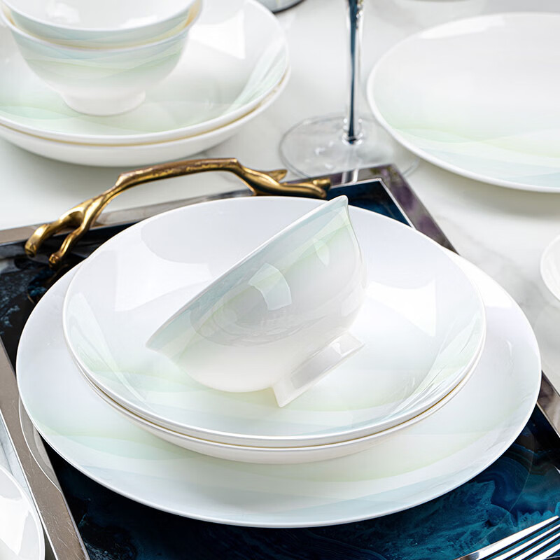 NINE CRANES Jingdezhen Ceramic Rice Bowl Set, 4.5-Inch High-Temperature Porcelain Bowls, Luxury Home Dining, 10 Pieces