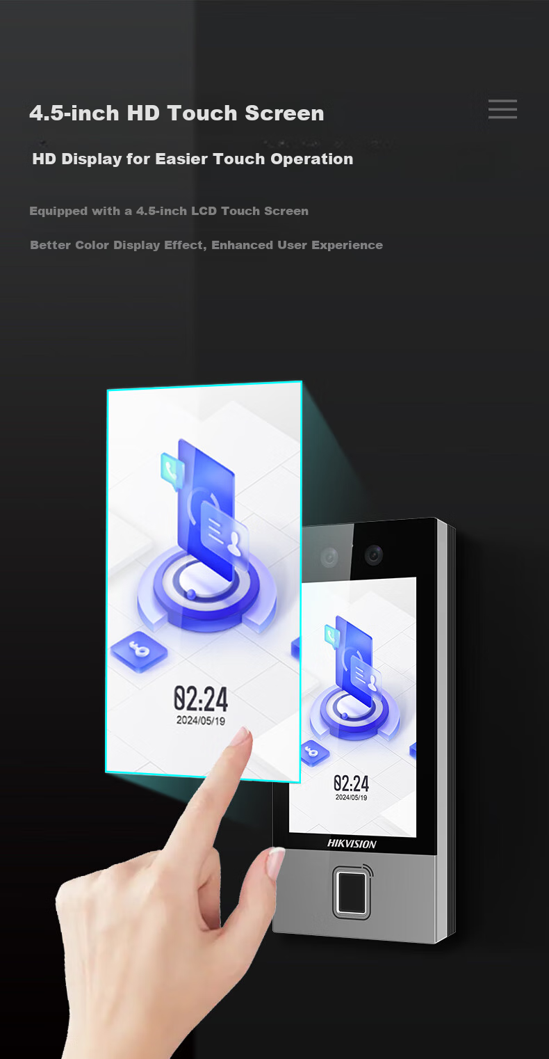 HIKVISION Facial Recognition Access Control System All-In Machine for Corporate Office Attendance, Face Recognition And Fingerprint Time Clock D19 PLUS 6