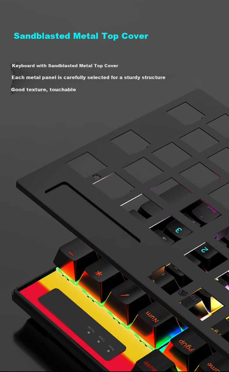 Aigo DK104 Mechanical Keyboard And Mouse Combo Wired Plug-And Gaming Office Keyboard And Mouse Set Full Anti-Ghosting RGB Lighting Black Red Switch 5