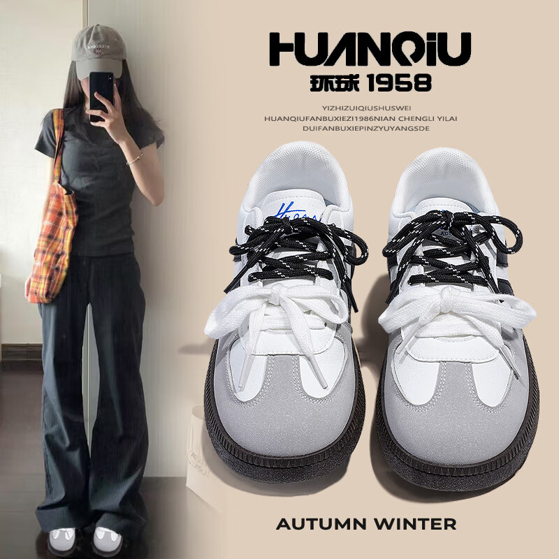 HUANQIU Gray Dexun Shoes for Women, Niche Original Korean Style Student Sneakers, New Versatile Casual Skateboard Shoes for Women in Spring 2026 13