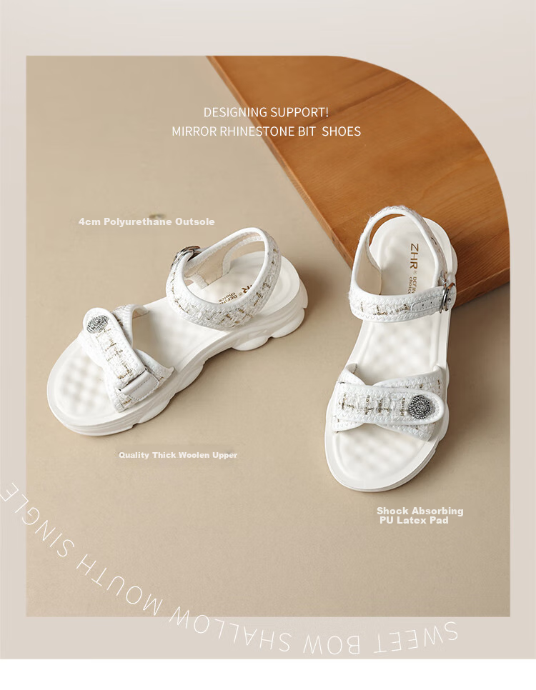 ZHR Women's Sandals, Summer Sports Casual Beach Shoes, Chanel-Style Fashionable Women's Shoes, ES02 Beige (Sandals), Size 37 2