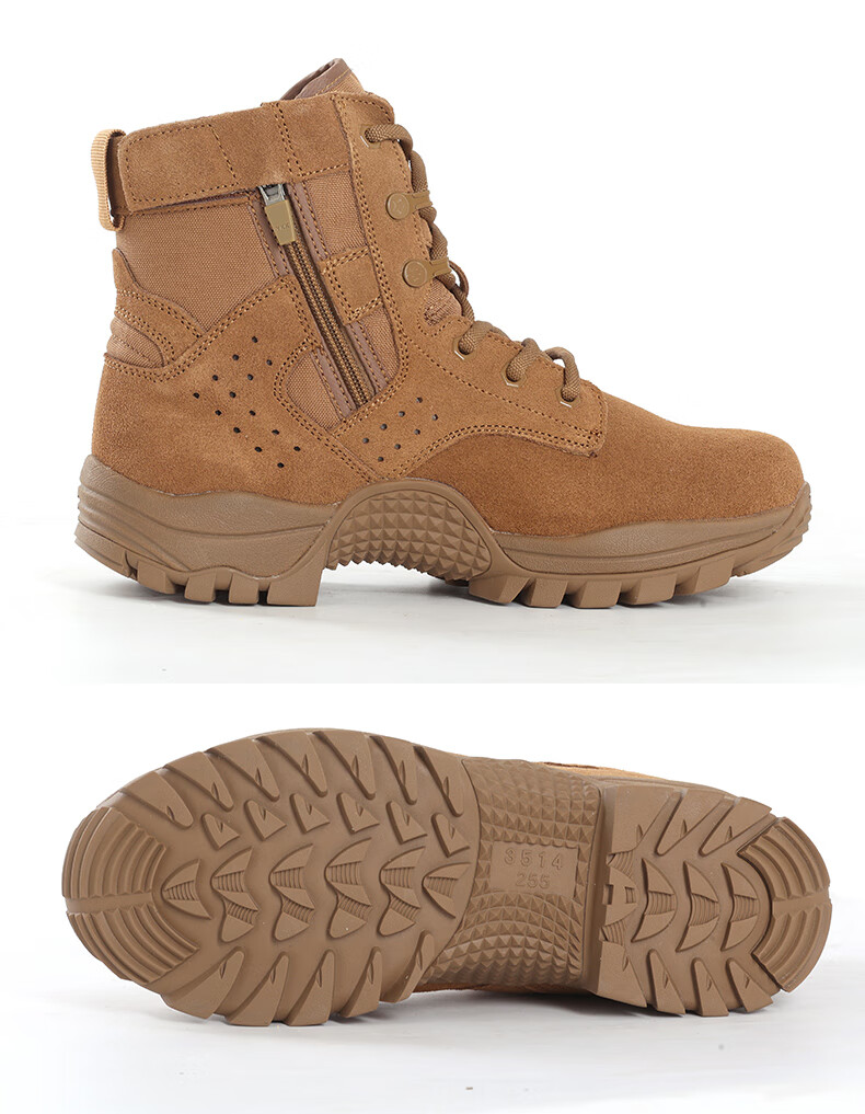 3514 New Style Brown Combat Boots for Men, Ultra-Light Outdoor Desert Boots, Mid-Top Wear-Resistant Puncture-Proof, Brown, Size 40 12