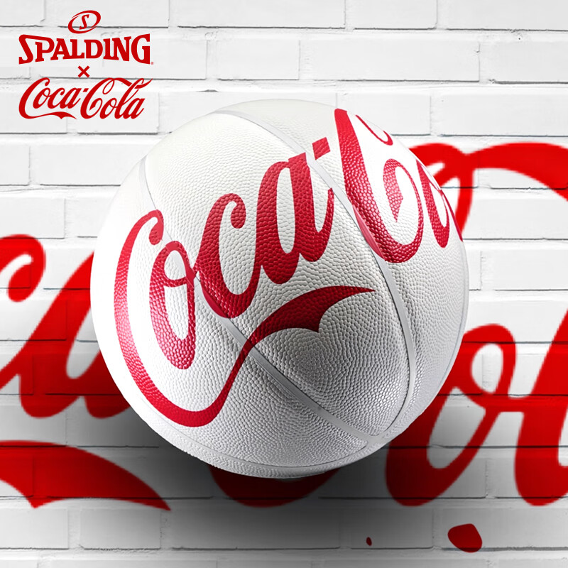 SPALDING Basketball, Coca-Cola Co-Branded No.7 PU Indoor/outdoor Standard Basketball, Red And White Color Scheme