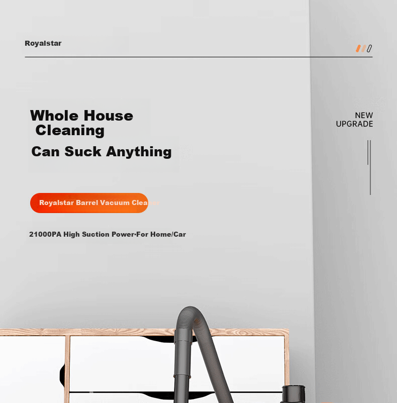 Royalstar Vacuum Cleaner for Home And Industrial Use, High Suction Power, Pet Hair Removal, Renovation Grouting, Floor Cleaning, Hotel Strong Suction, 15L Capacity, 1800W High Wattage, Carpet And Hotel Model RS-XT212Z 1