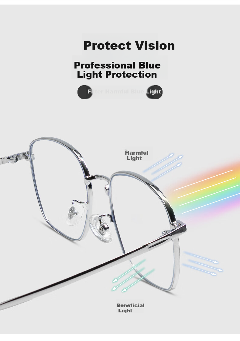 VGO Blue Light Blocking And Radiation Protection Glasses for Men And Women, Titanium Frame Non-Prescription Protective Eyewear, Myopia Glasses Frame 10077 Rose Gold 4