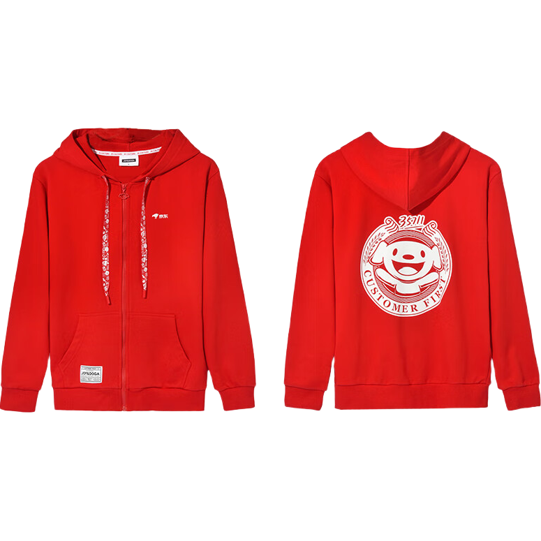JOY&DOGA [CEO's Choice] "35711" Dream Series Cultural Shirt, Terry Sweatshirt Jacket, Focus Red 2XL