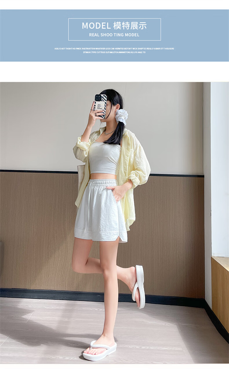 LangSha Women's Shorts, Summer Thin Style, 2025 New High-Waist Design, Casual Wear for Petite Figures, Wide-Leg Sports Knee-Length Shorts 8