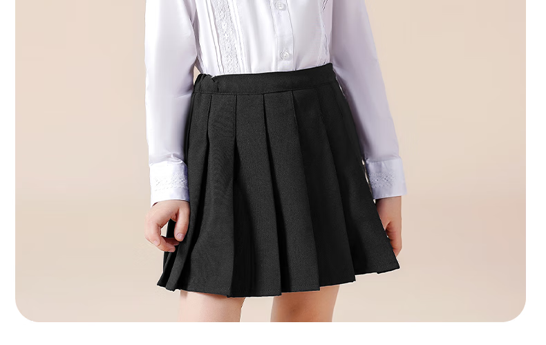 Luomeng Girls' Pleated Skirt, Children's Half Skirt, School Uniform, for Older Children And Elementary Students, Preppy Style Short Skirt, Navy Blue, Size 120 15