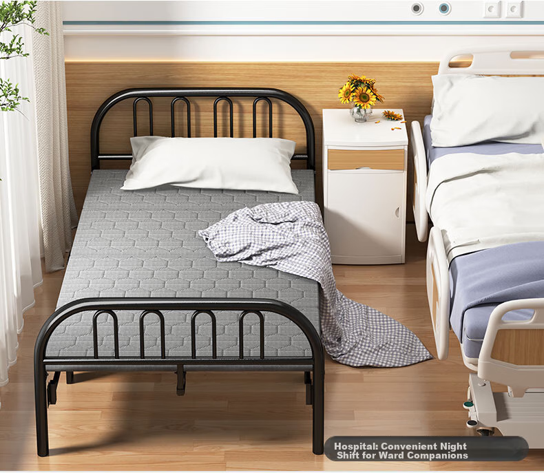 Chibailun Folding Bed, Single Bed for Adults, Office Nap Bed, Home Simple Bed, Accompanying Care Bed, Simple Hard Board Bed, Iron Bed 6