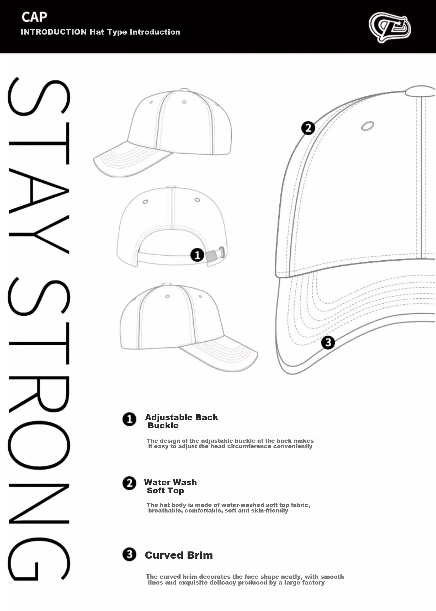 LACKPARD Women's Korean Style New Elastic Baseball Cap High-End Versatile Black Sunshade Hat 15