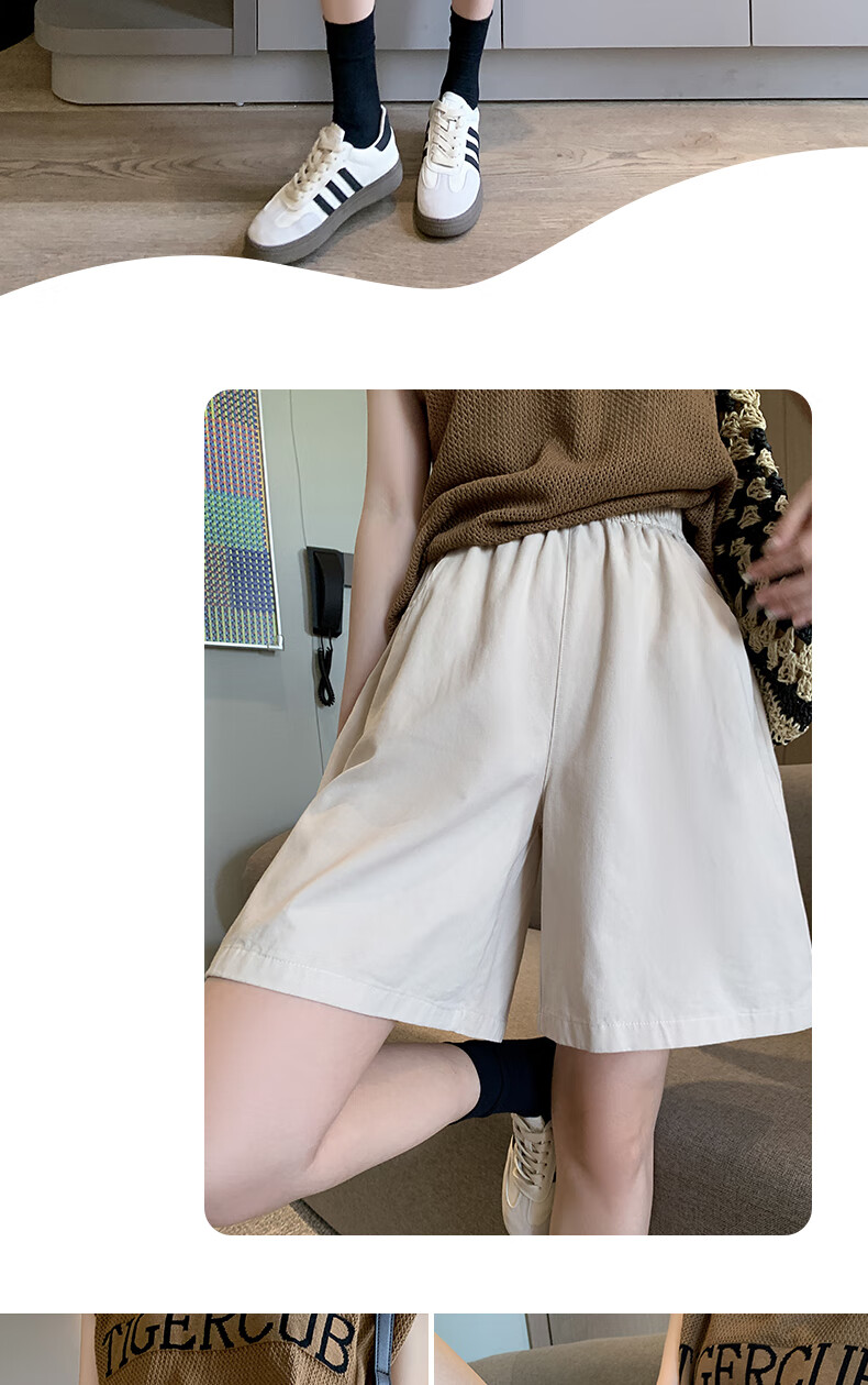 XUEXIMAN Workwear Shorts 2025 Summer New Washed Cotton Simple Commuter High Waist Slim Solid Color Casual Women 3