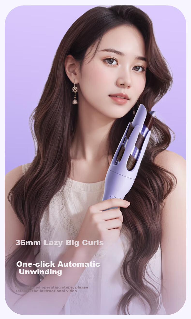 AUX Fully Automatic 36mm Ionic Hair Curler Electric Curling Iron Portable Large Waves for Women Gift 10
