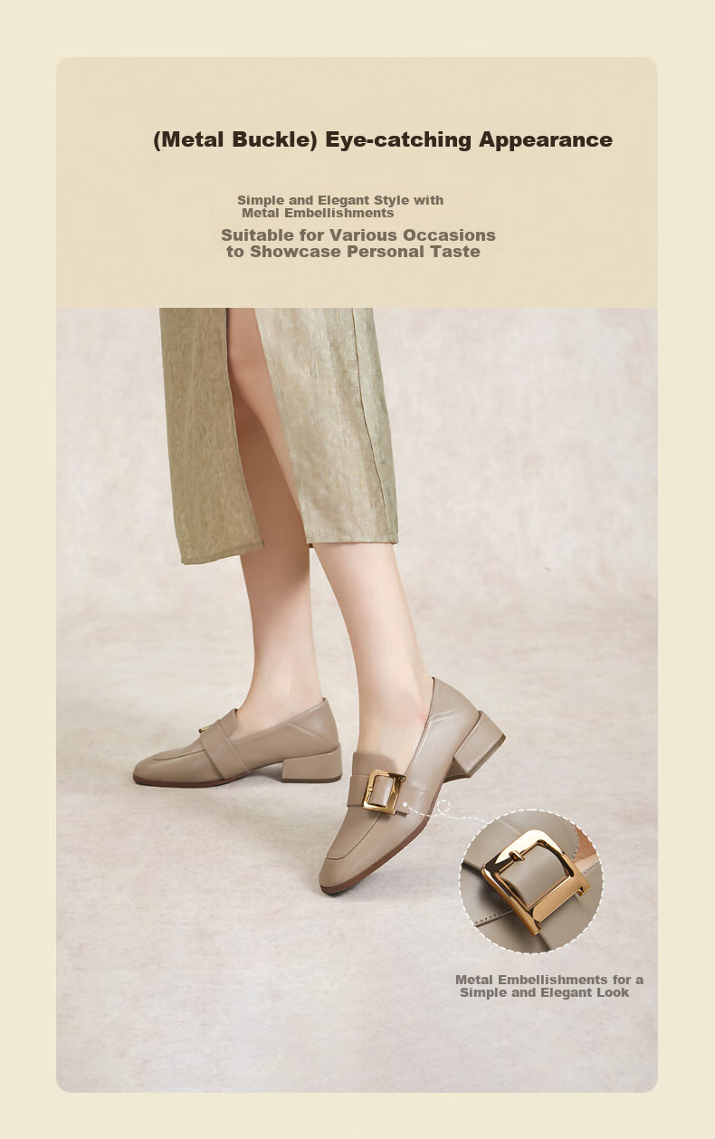 C.BANNER Women's Loafers, Fashionable Slip-On Shoes, Comfortable Leather Shoes, Peas Shoes A22405858 Beige 37 4