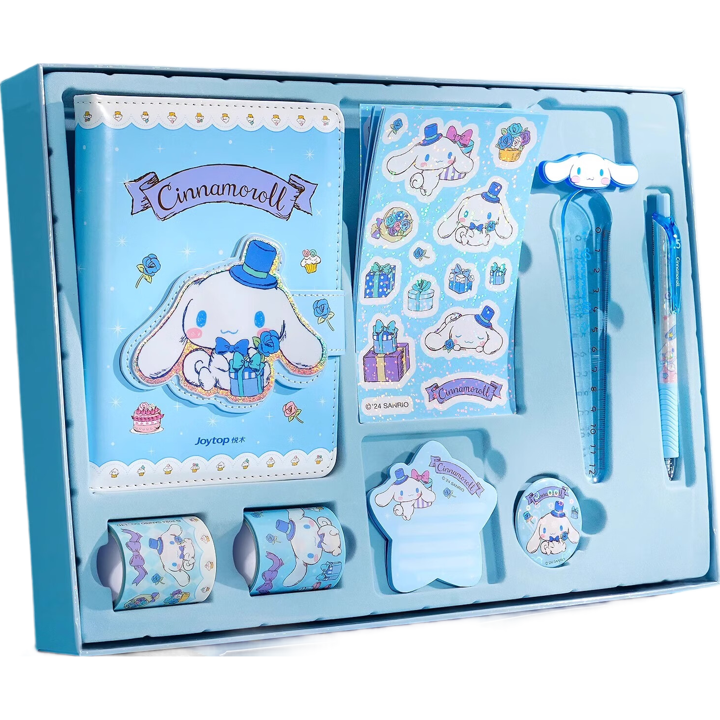Xixia Children's Cinnamoroll Planner, Deluxe Flower Gift Set, Sanrio Notebook with Tape And Stickers, Birthday Gift for Girls