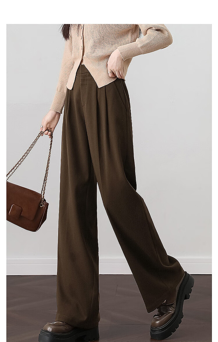 DME "Unconditionally Inclusive Leg Shape" Autumn Minimalist Design Patchwork Pleated Hem Decorative Button Straight Tube Concealed Meat Casual Pants 10