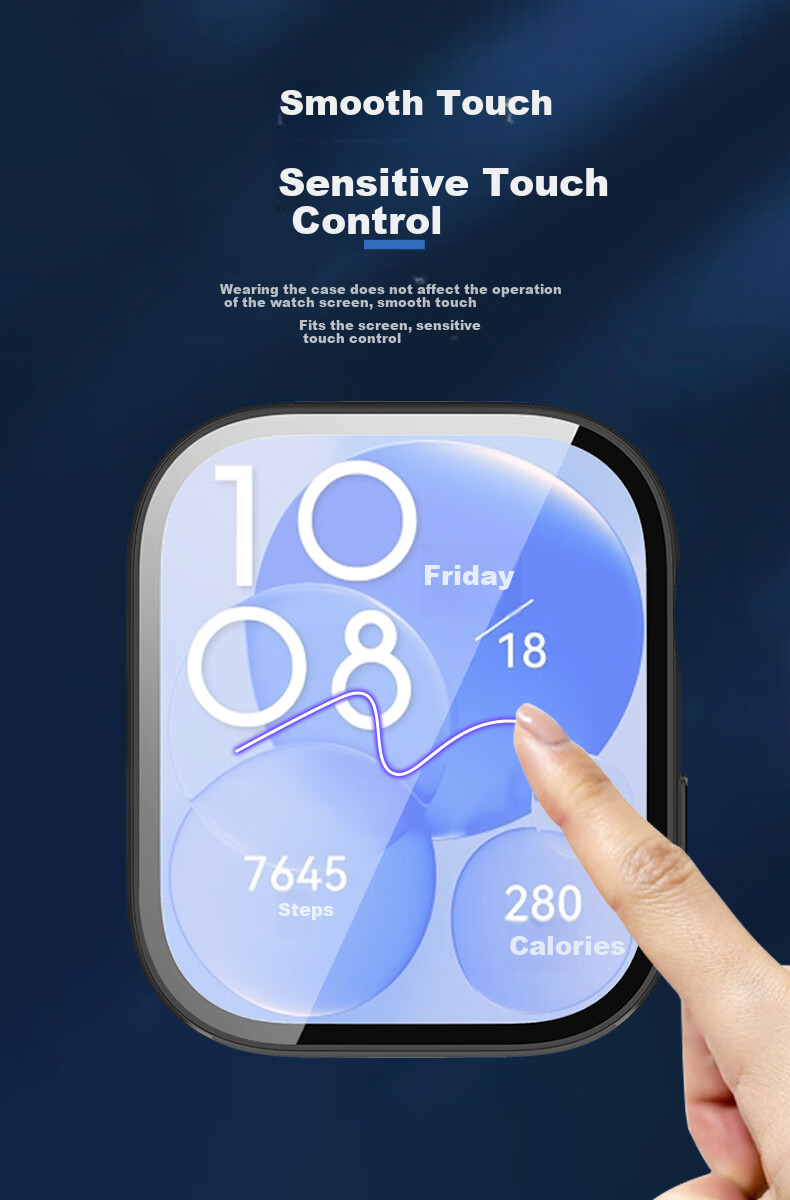 KMaxAI Protective Film And Case for Huawei Watch Fit3, All-In Full Coverage, Watch Face Screen Protector & Protective Cover, Anti-Fingerprint Hard Shell + Tempered Glass Film, Matte Silver 3