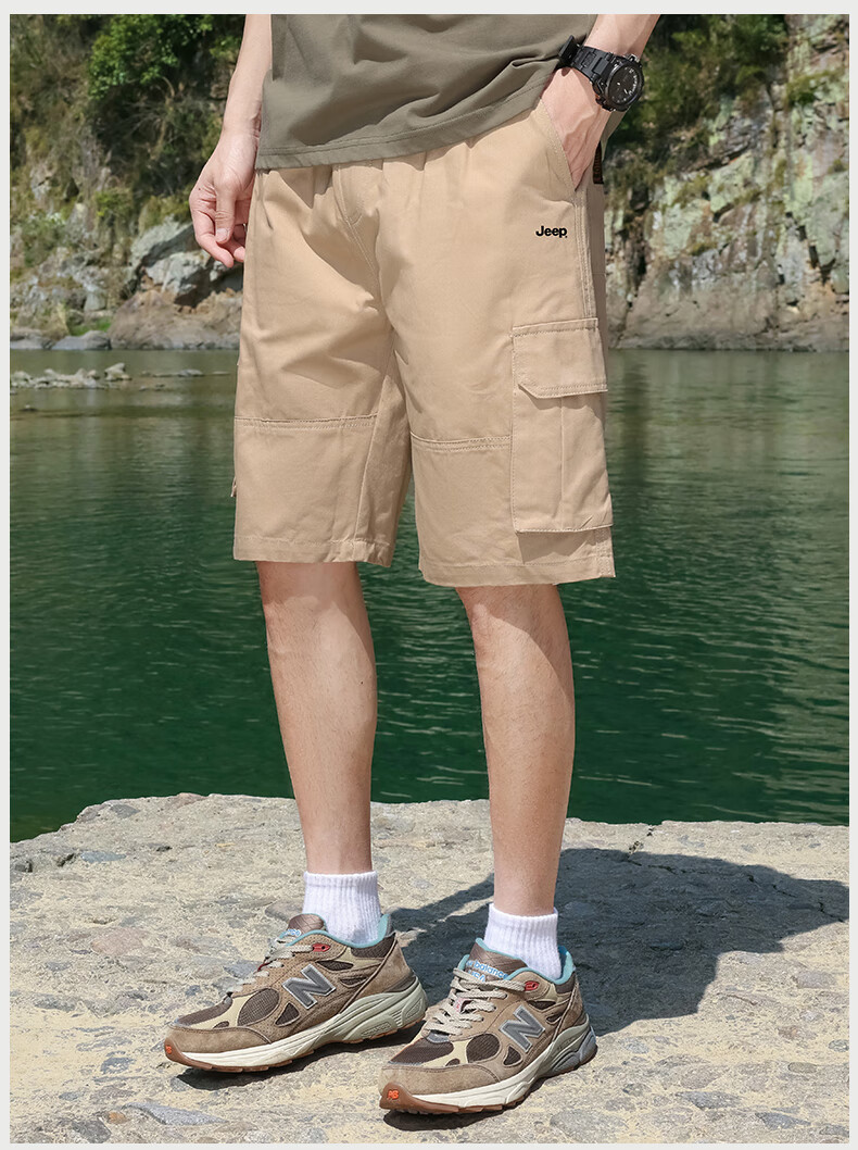 JEEP Men's Cargo Shorts, Loose Straight-Leg, Quick-Dry Breathable Sports Casual Five-Point Pants, Trendy Mid-Length Trousers 11