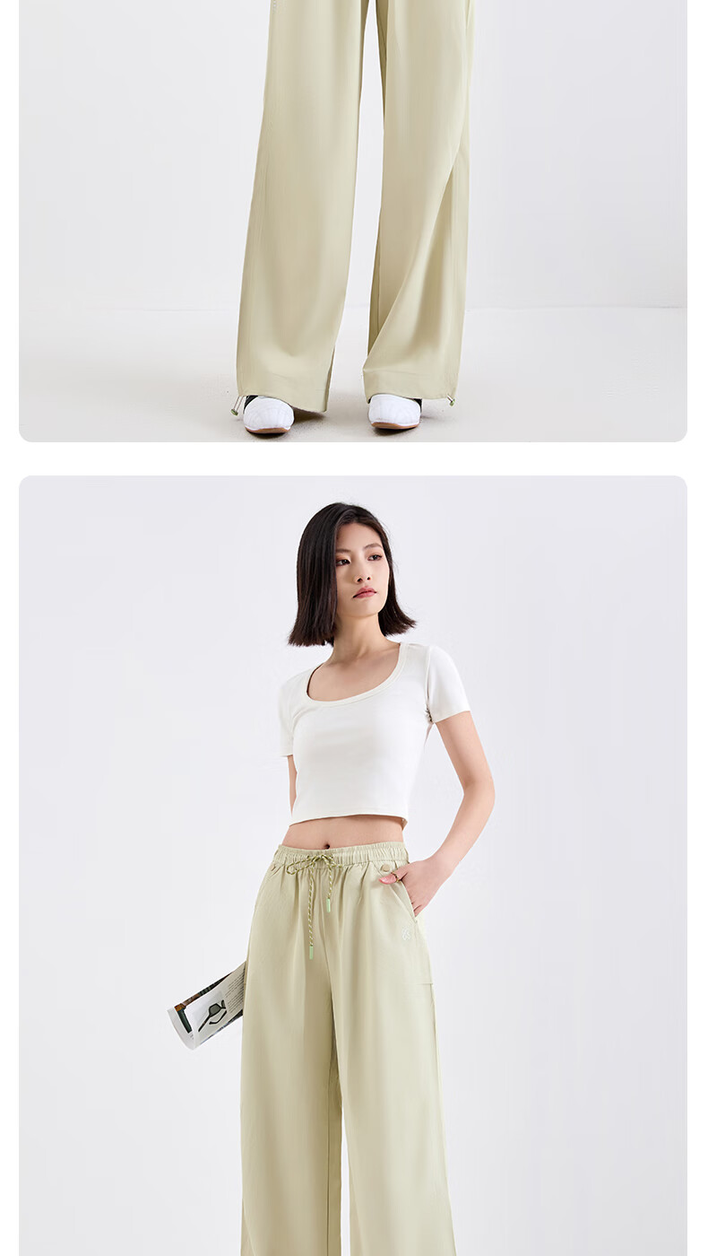 BOPRUIEY Women's Cargo Pants, Summer Style, Draping Quick-Dry, Elastic Ankle, Wide-Leg, Two-Way Wear, Casual Sports, Loose Straight-Leg Pants 12