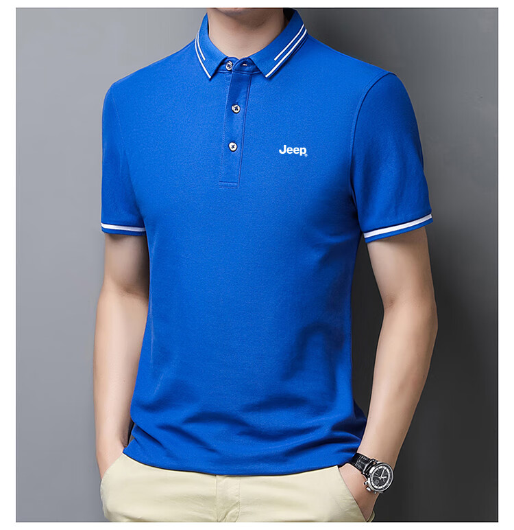 JEEP Short-Sleeve T-Shirt for Men, Summer Business Casual Polo Shirt, Loose-Fitting Men's Clothing, 9988 Gray, XL 15