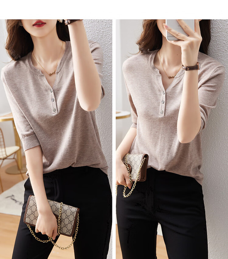 Dme [Baohe Milk Cheese] Spring And Summer Semi-Sheer Cardigan, Five-Quarter Sleeve, Petite Knit Sweater for Wome 7