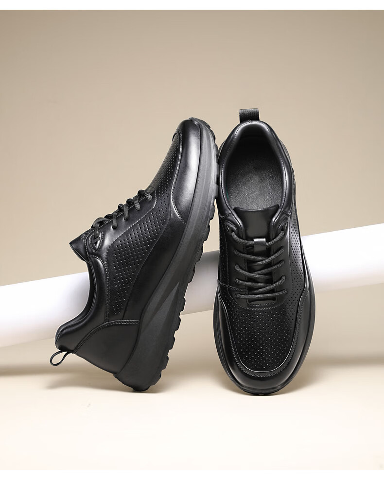 CARTELO Genuine Leather Men's Shoes, Business Casual Sports New Style for Autumn And Winter, Soft Thick-Soled Versatile Commuter Work High-End Black 6