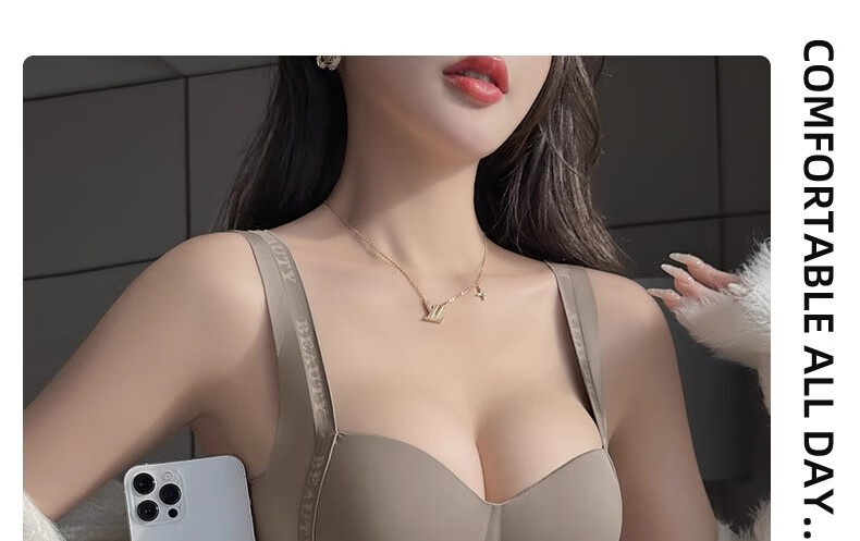 GUJIN Round Bra for Women, Enhancing Small Breasts, Push-Up, Side Support, Letter Shoulder Straps, Cartoon Design, Lift And Support, Seamless Bra 22