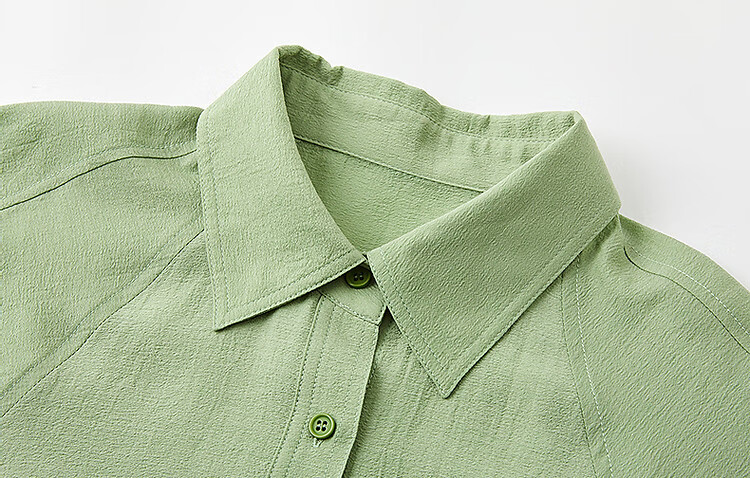 Demana [Su Jian Aesthetics] Summer Acetate Polyester Shirt with Panel Stitching and Elastic Lantern Sleeves Women's Top 29