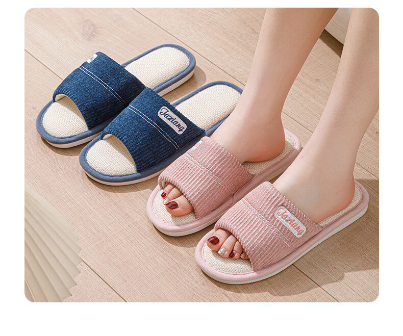 She Enjoy Linen Cotton Slippers Unisex Lightweight Indoor Simple Home Four Seasons Slippers TR112 White 38/39 9