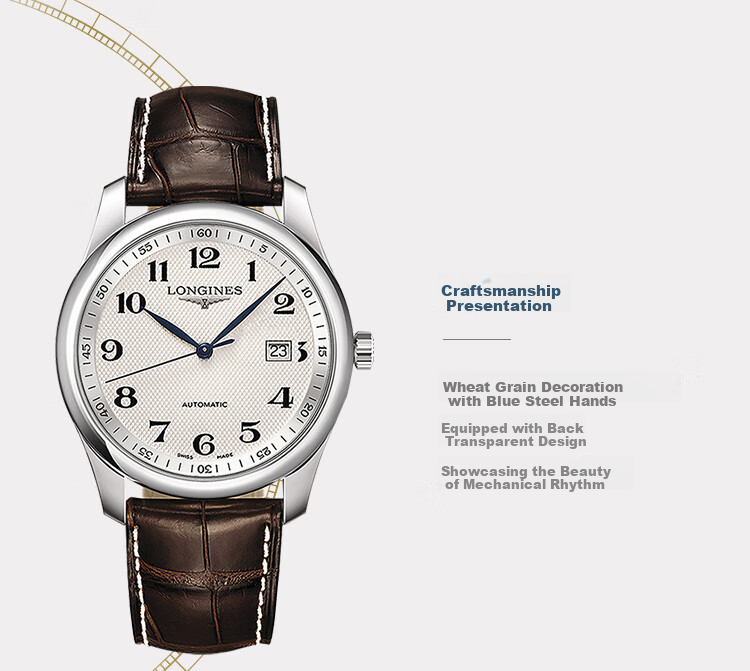 LONGINES Swiss Watch, Master Collection, Men's Leather Strap Mechanical Watch L27934783 3