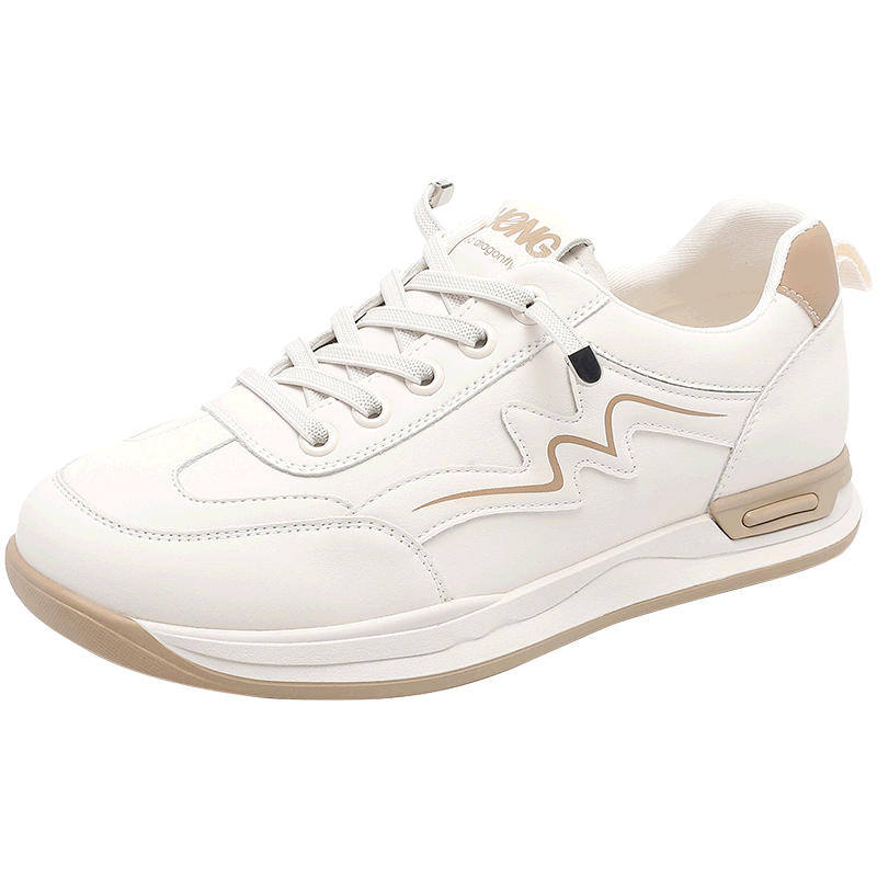 RED DRAGONFLY Women's Shoes, 2026 Autumn Casual Shoes, Thick-Soled Heightening White Sneakers, Versatile Outdoor Wear, WPB15014, White/apricot Color, Size 39