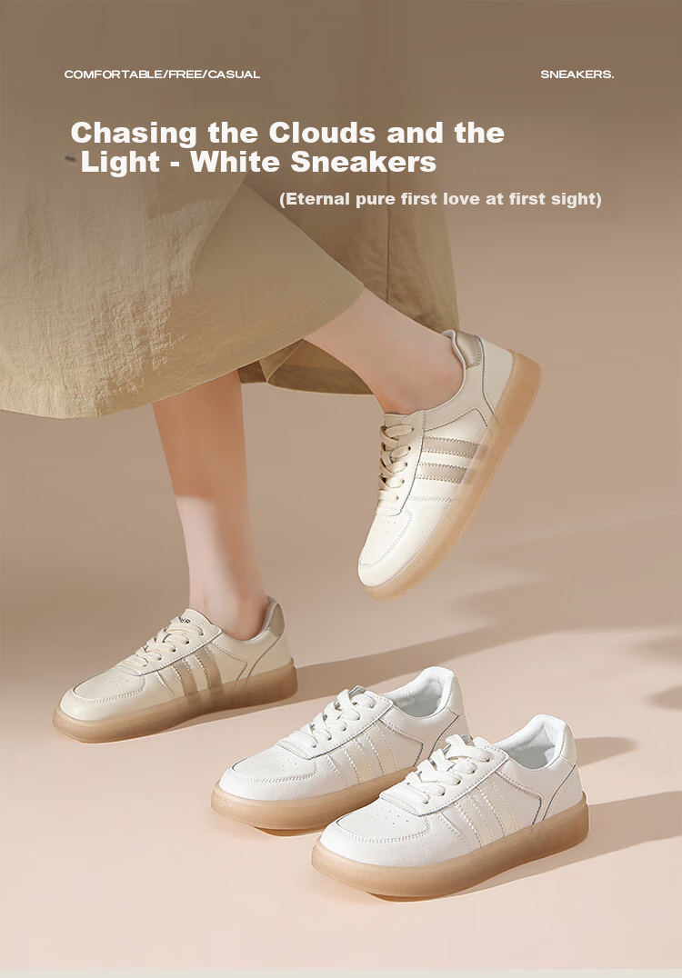 ZHR Women's White Sneakers, New Lightweight Soft-Soled Shoes, Fashionable Versatile Genuine Leather Casual Shoes for Women, ES56, White Silver, Size 38 1