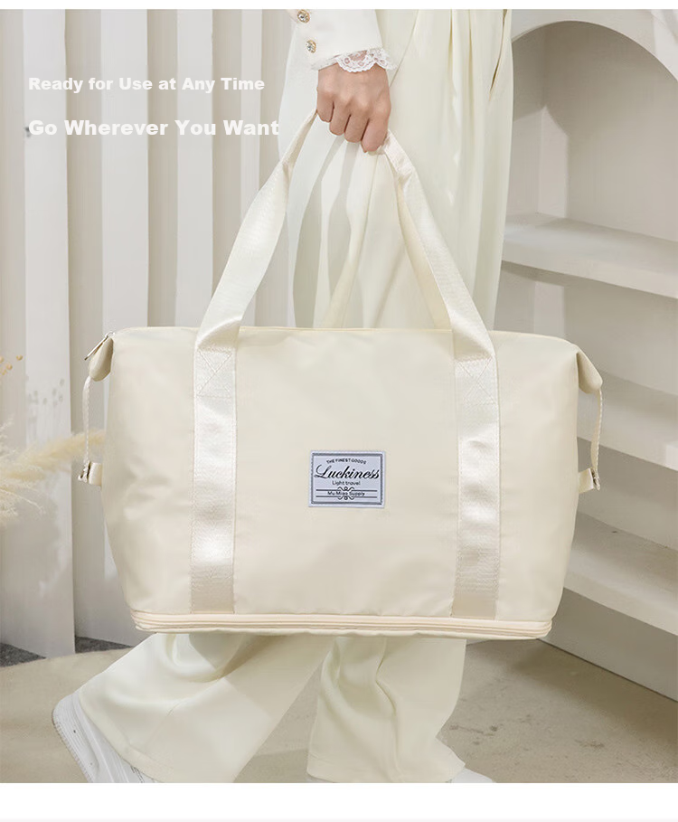 QDZX Oxford Cloth Travel Bag, Large Capacity Luggage Bag, Wet And Dry Separation, Swimming Sports Fitness Maternity Bag, Off-White, 1 Piece, 094 4