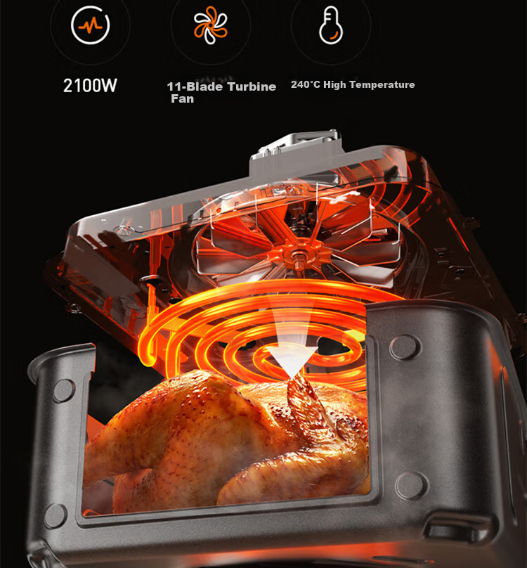 Joyoung Home 8L Air Fryer with No-Flip Design, Air Roasting Machine, All-Metal 3D Interior, Water-Filling Compartment, Oil-Free Low-Fat Electric Fryer KL80-V589 12