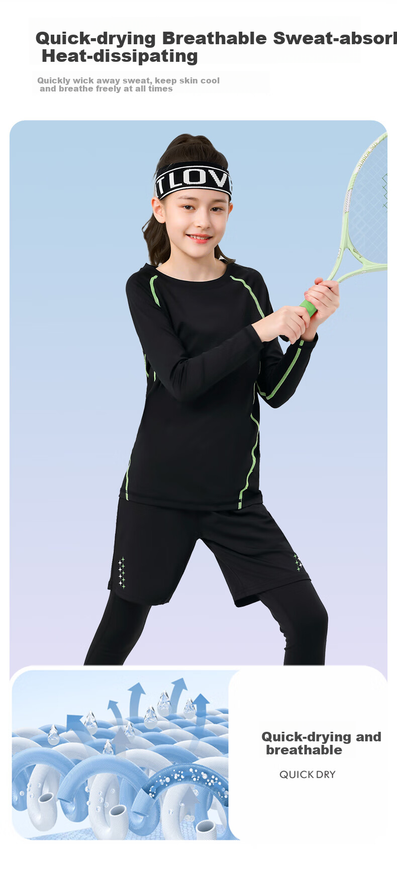 Fandimu Children's Sports Set, Boys And Girls Badminton Basketball Tight-Fitting Base Layer, Breathable High-Elasticity Morning Jogging Training Running Suit 2