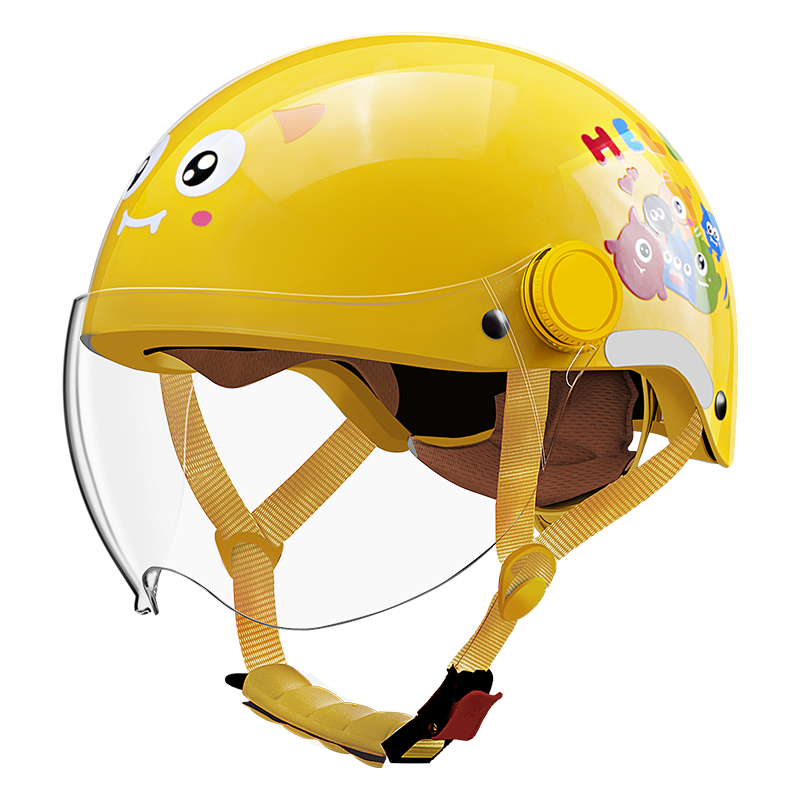 Yadi Children's Helmet, Electric Bike Helmet Motorcycle Helmet, 3C Certified New National Standard A-Grade All-Season Lightweight Cute Baby Safety Helmet, Little Monster