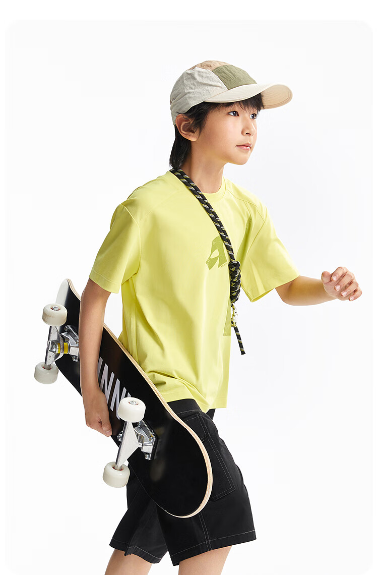 Annil Boys' Round Neck Short-Sleeve T-Shirt, 2025 Summer New Style, Quick-Dry Breathable Cool-Feeling Casual Elastic Contrasting Color 5