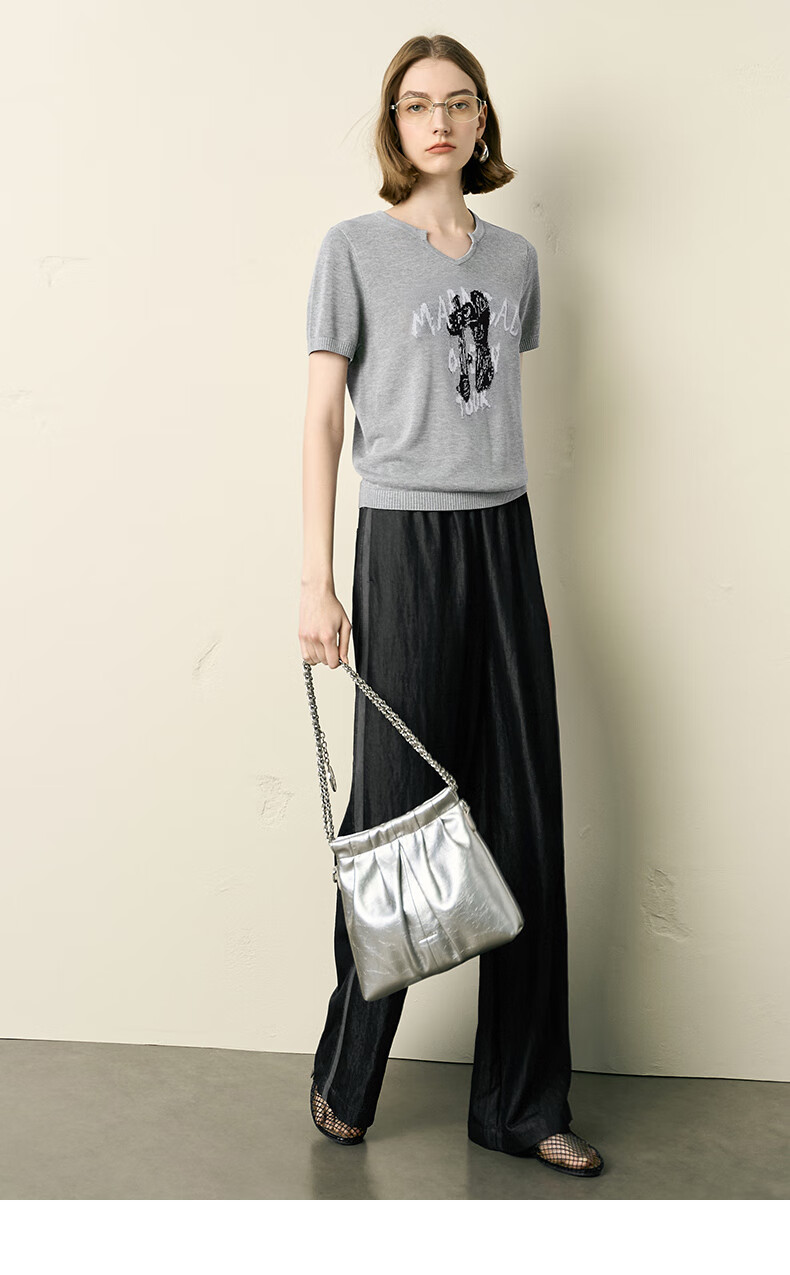 YANYEE Premium Gray Short Sleeve Knit Top for Women 2025 Summer Slim Fit Lightweight Commuter Blouse Gray 2XL 15