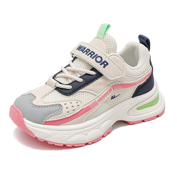 Warrior Children's Shoes, Spring And Autumn Girls' Sneakers, Breathable Mesh Running Shoes WZ(CL)-1227 Beige/blue/pink 31
