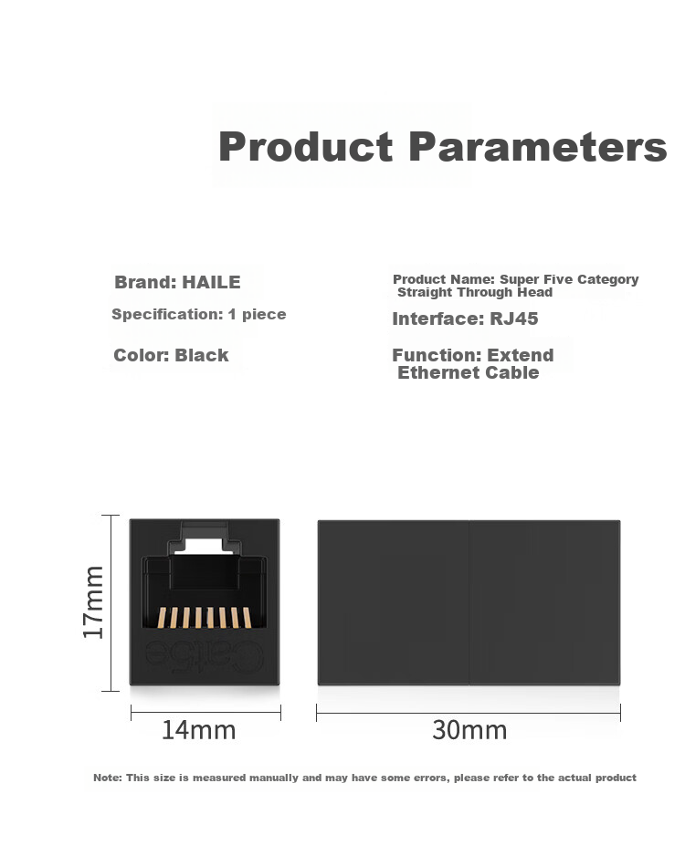 HAILE Network Cable Straight-Through Connector, Category 5e Network Cable Connector, Network Cable Extension Adapter, 30U Gold-Plated Gigabit Network Straight-Through, Double Straight-Through Connector, HT-302E 9