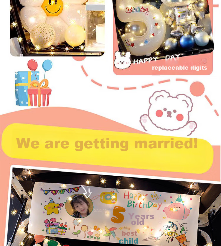 Gongxun Birthday Scene Decoration Trunk Surprise, Adult And Children's Balloons, Rainbow Trunk 6