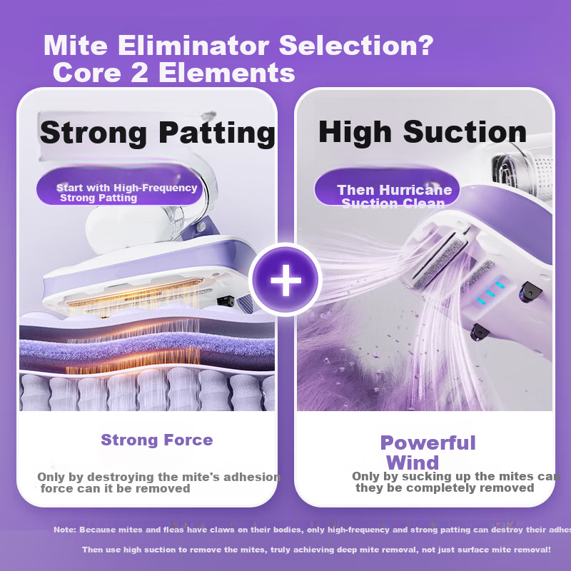 JD Original Xiaohai Pao Lite Mite Remover And Vacuum Cleaner Combo, Dual Cup Dust And Mite Separation, Smart Display Screen, Home Use Bed Mite Removal, UV Sterilization, 60°C Hot Air