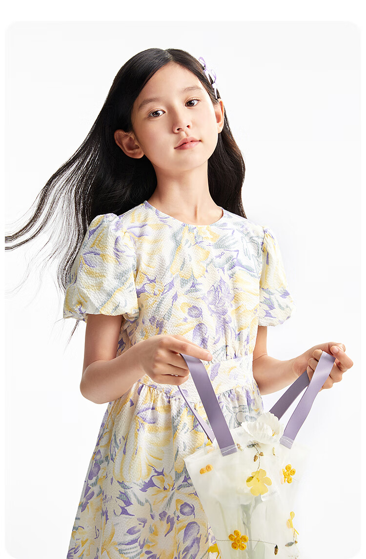 Annil Girls' Dress, 2025 Summer New Style, Pure Cotton, Fresh And Sweet, Moisture-Absorbing, Breathable, Bubble Skirt 6