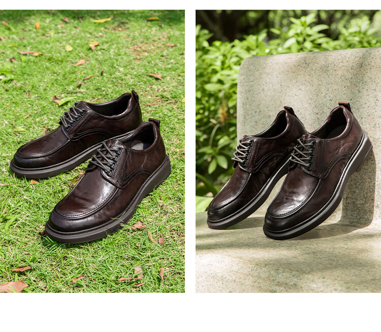 Goldlion Men's Shoes, Urban Formal Leather Shoes, Comfortable And Durable Derby Shoes, 50823024440A, Brown, Size 43 10