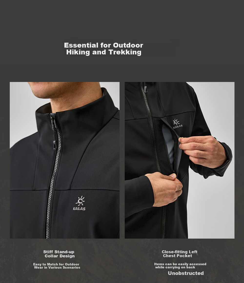 KAILAS M8 IC Stand Collar Thermal Softshell Jacket Men Durable Stretch Outdoor Climbing Windproof Jacket Autumn Winter 9