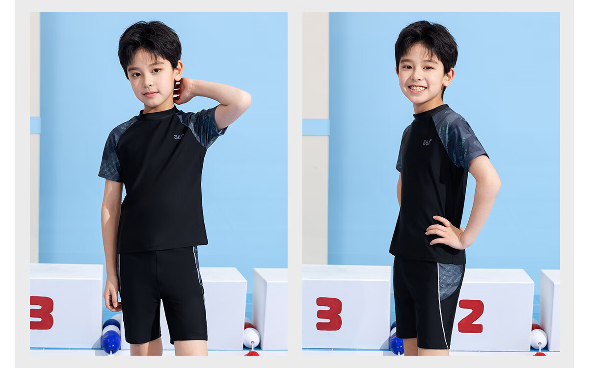 361° Children's Swimwear, Boys' Youth And Older Kids' Swim Trunks Set, Boys' Two-Piece Hot Spring Swimsuit Set 12