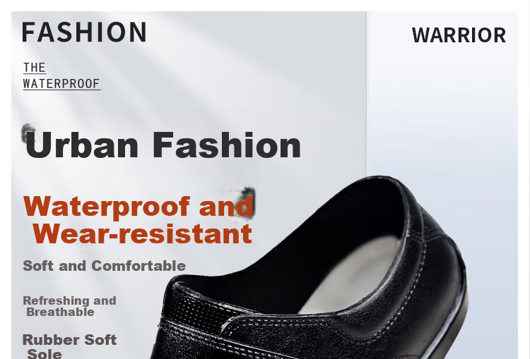Huili Rain Boots for Men, Non-Slip Waterproof Shoes, Outdoor Wear-Resistant Rubber Shoes, Faux Leather Shoes, Oil-Resistant Chef Work Shoes, 3289 Black, Size 41 2