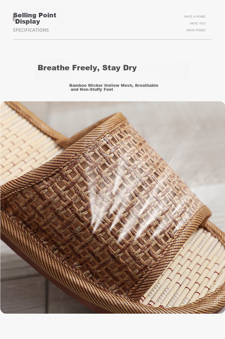 GUOLUOFEI Rattan Woven Sandals for Men And Women, Summer Grass Woven Bamboo Floor Soft Sole Non-Slip Men's Diamond Pattern Thick Sole 42/43 4