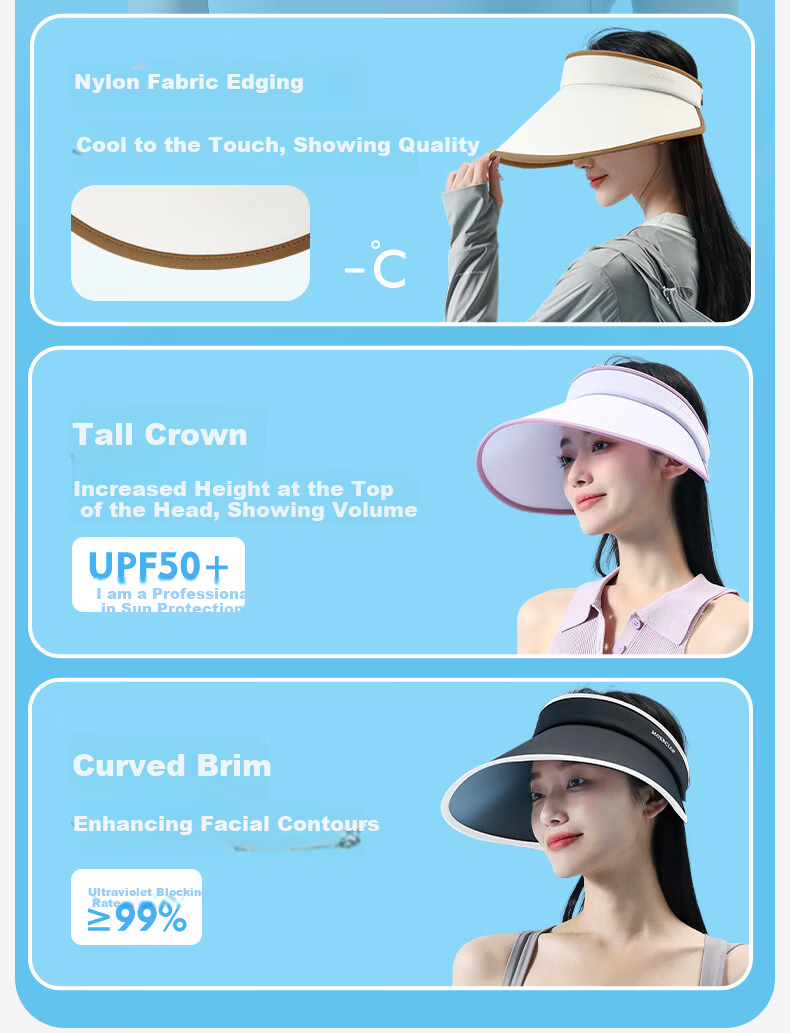 MOERCIAN Sun Protection Hat for Women, Wide Brim Outdoor Hat, Foldable Visor Sunhat for Summer UV Protectio 7