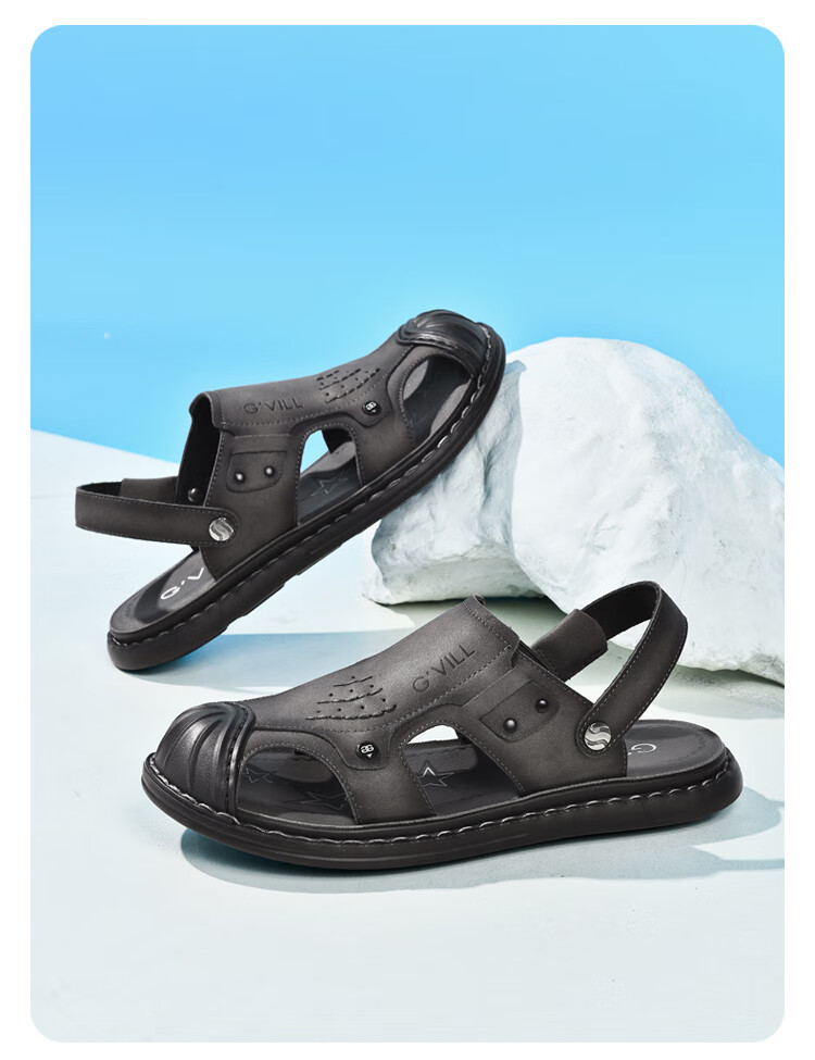 Guizhibu Summer New Outdoor Closed-Toe Sandals, Breathable Thick-Soled Non-Slip Beach Shoes Casual Shoes G303 Gray 41 4